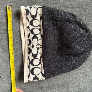 Coach Black and Cream Knit Hat